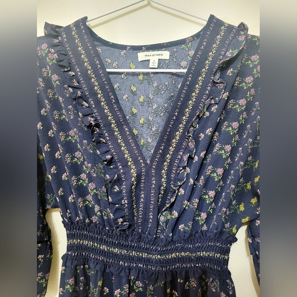 Max Studio Navy Floral Midi Dress - Picture 3 of 6